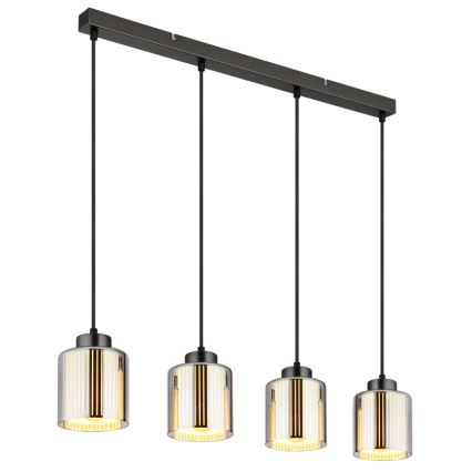 Globo - Ljuskrona med textilsladd 4xE27/60W/230V skinande krom