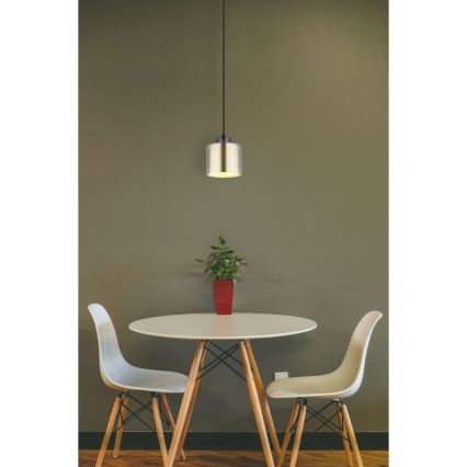 Globo - Ljuskrona med textilsladd 1xE27/60W/230V skinande krom diameter 14 cm