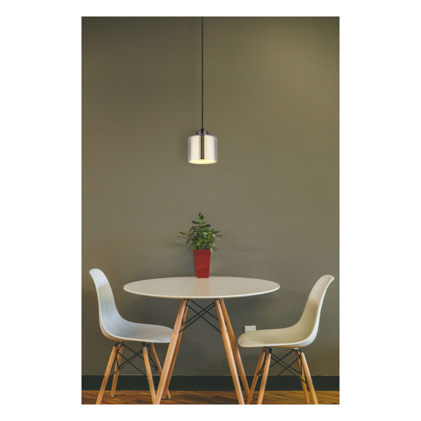 Globo - Ljuskrona med textilsladd 1xE27/60W/230V skinande krom diameter 14 cm
