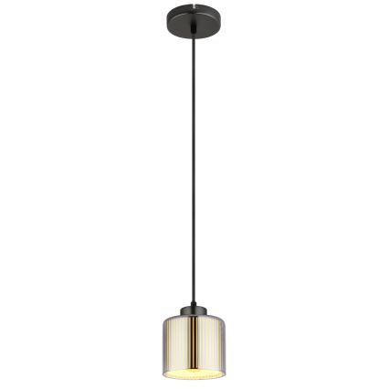 Globo - Ljuskrona med textilsladd 1xE27/60W/230V skinande krom diameter 14 cm