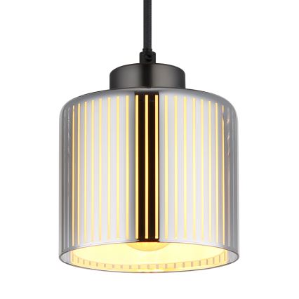 Globo - Ljuskrona med textilsladd 1xE27/60W/230V skinande krom diameter 14 cm
