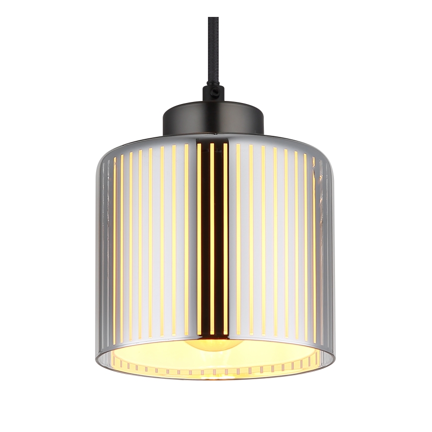 Globo - Ljuskrona med textilsladd 1xE27/60W/230V skinande krom diameter 14 cm