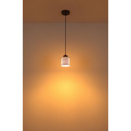 Globo - Ljuskrona med textilsladd 1xE27/60W/230V skinande krom diameter 14 cm