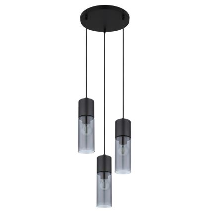 Globo - Ljuskrona med textilsladd 3xE27/25W/230V diameter 30 cm svart