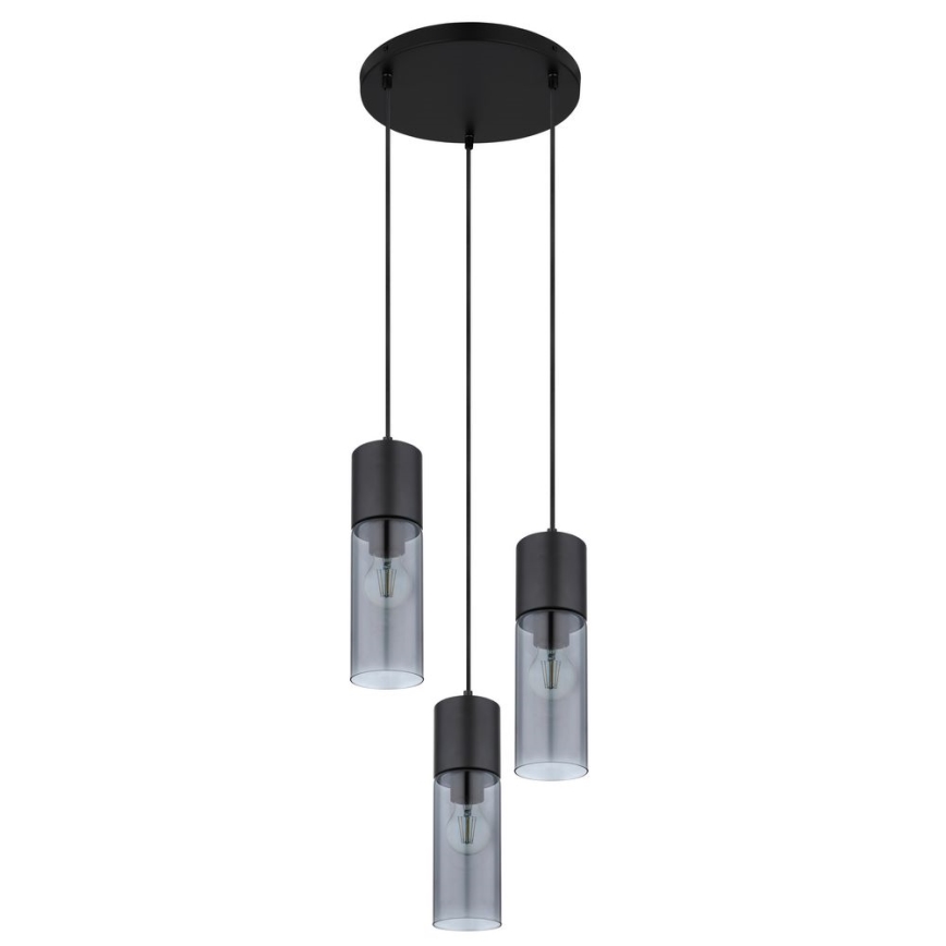 Globo - Ljuskrona med textilsladd 3xE27/25W/230V diameter 30 cm svart