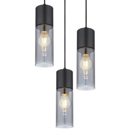 Globo - Ljuskrona med textilsladd 3xE27/25W/230V diameter 30 cm svart