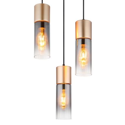 Globo - Ljuskrona med textilsladd 3xE27/25W/230V brons diameter 34 cm