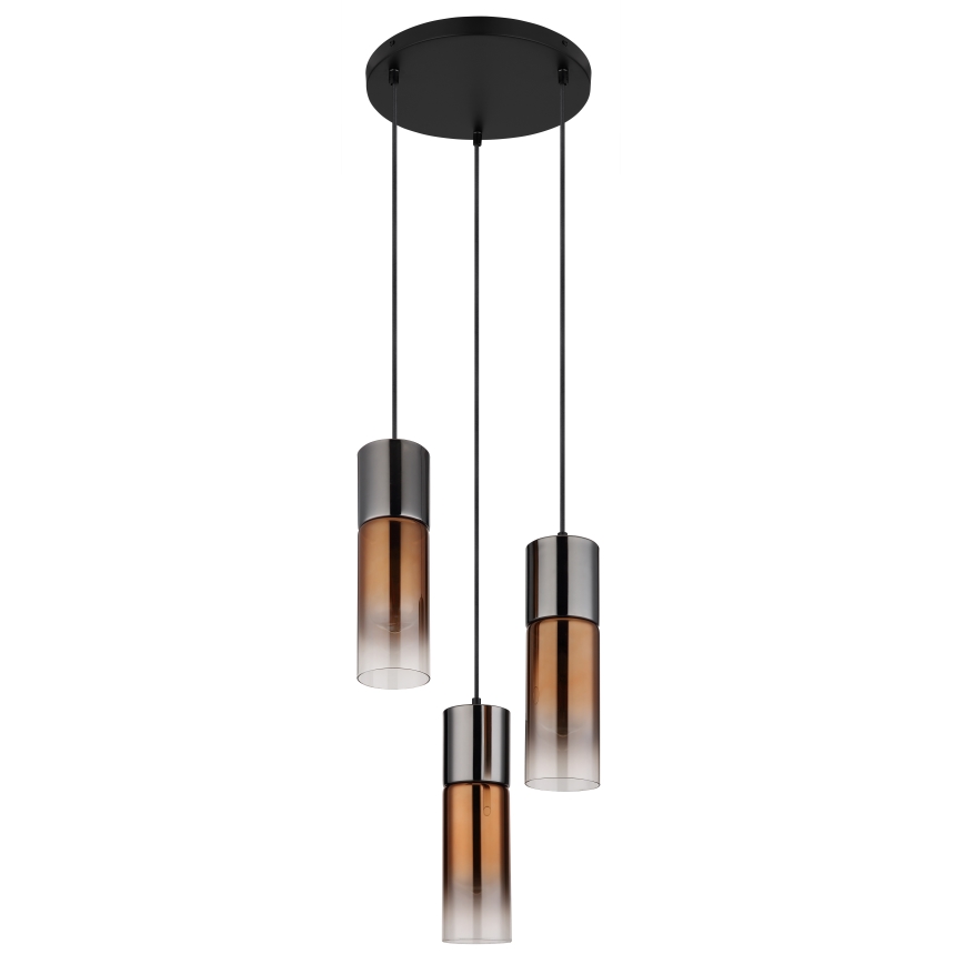 Globo - Ljuskrona med textilsladd 3xE27/25W/230V svart/koppar