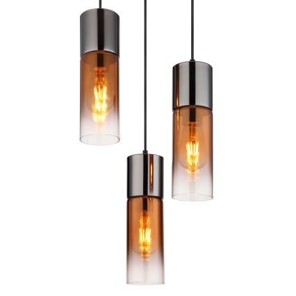 Globo - Ljuskrona med textilsladd 3xE27/25W/230V svart/koppar