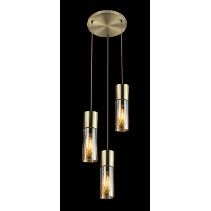 Globo - Ljuskrona med textilsladd 3xE27/25W/230V diameter 30 cm mässing