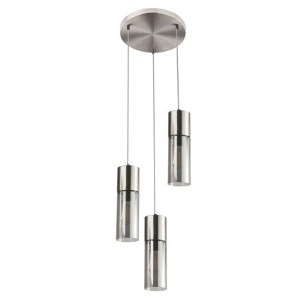 Globo - Ljuskrona med textilsladd 3xE27/25W/230V diameter 30 cm matt krom