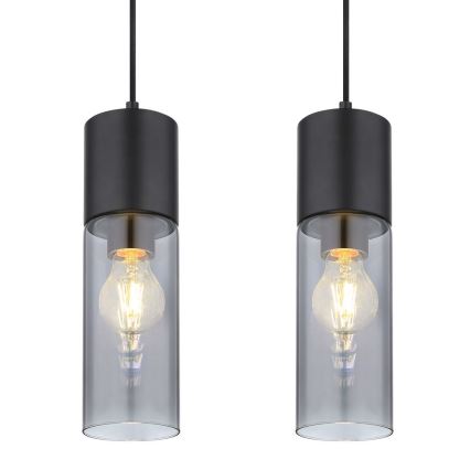Globo - Ljuskrona med textilsladd 4xE27/25W/230V svart