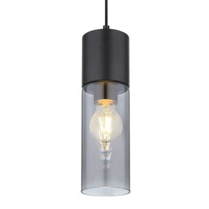 Globo - Ljuskrona med textilsladd 1xE27/25W/230V diameter 10,5 cm svart