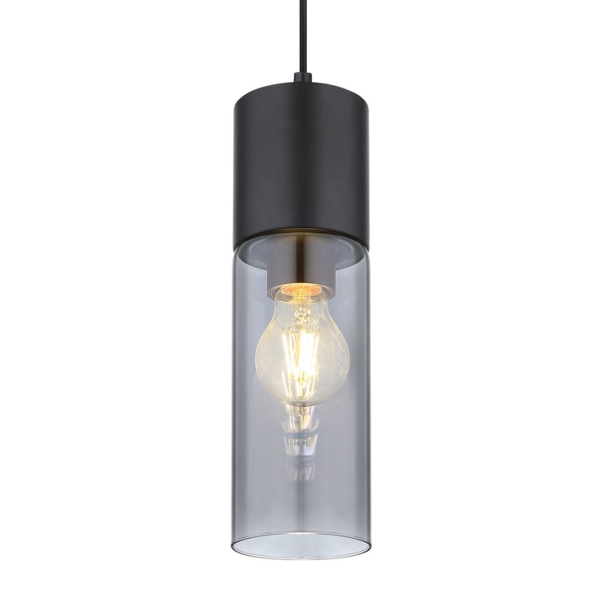 Globo - Ljuskrona med textilsladd 1xE27/25W/230V diameter 10,5 cm svart