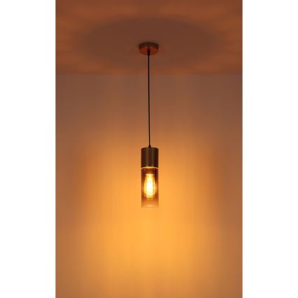 Globo - Ljuskrona med textilsladd 1xE27/25W/230V brons diameter 10 cm