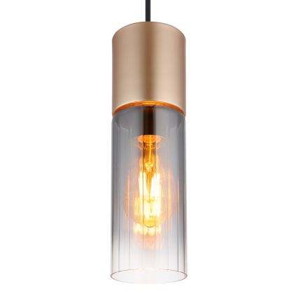 Globo - Ljuskrona med textilsladd 1xE27/25W/230V brons diameter 10 cm