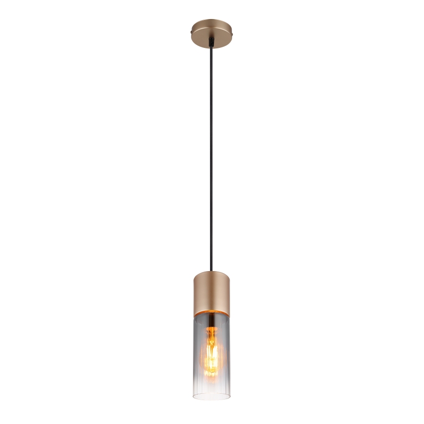 Globo - Ljuskrona med textilsladd 1xE27/25W/230V brons diameter 10 cm