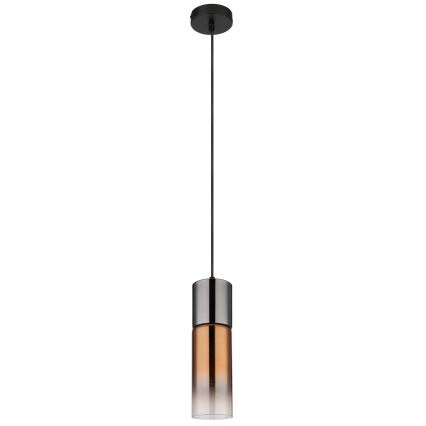 Globo - Ljuskrona med textilsladd 1xE27/25W/230V diameter 10,5 cm svart/koppar