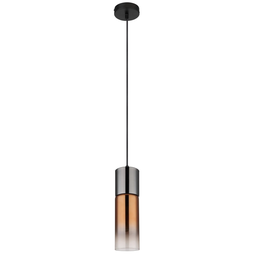 Globo - Ljuskrona med textilsladd 1xE27/25W/230V diameter 10,5 cm svart/koppar