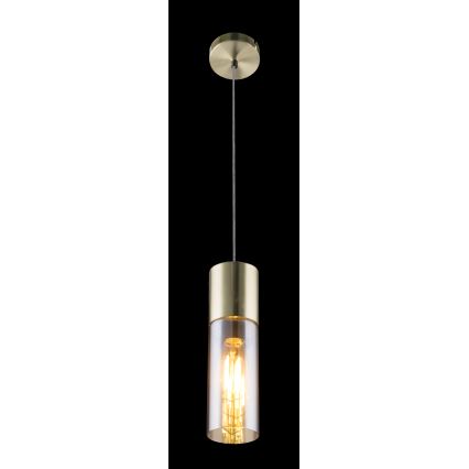 Globo - Ljuskrona med textilsladd 1xE27/25W/230V diameter 10,5 cm mässing