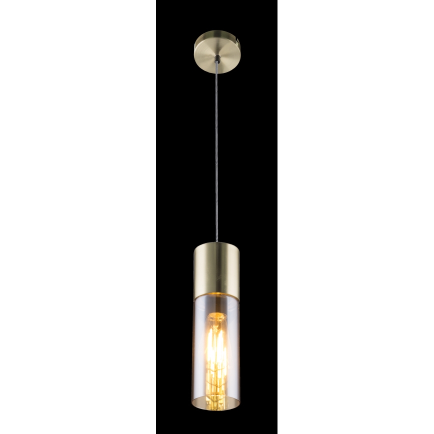Globo - Ljuskrona med textilsladd 1xE27/25W/230V diameter 10,5 cm mässing