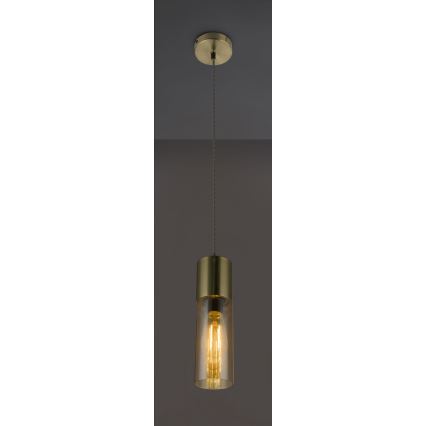Globo - Ljuskrona med textilsladd 1xE27/25W/230V diameter 10,5 cm mässing