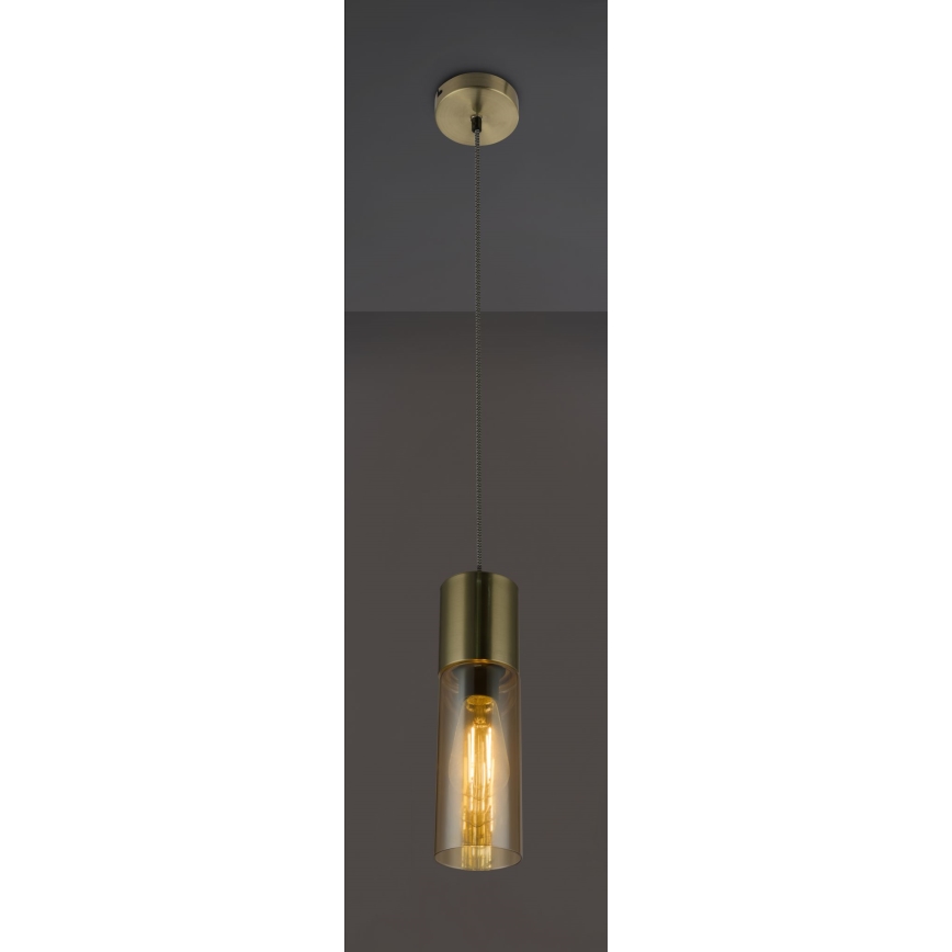 Globo - Ljuskrona med textilsladd 1xE27/25W/230V diameter 10,5 cm mässing