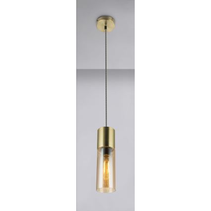 Globo - Ljuskrona med textilsladd 1xE27/25W/230V diameter 10,5 cm mässing