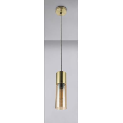 Globo - Ljuskrona med textilsladd 1xE27/25W/230V diameter 10,5 cm mässing