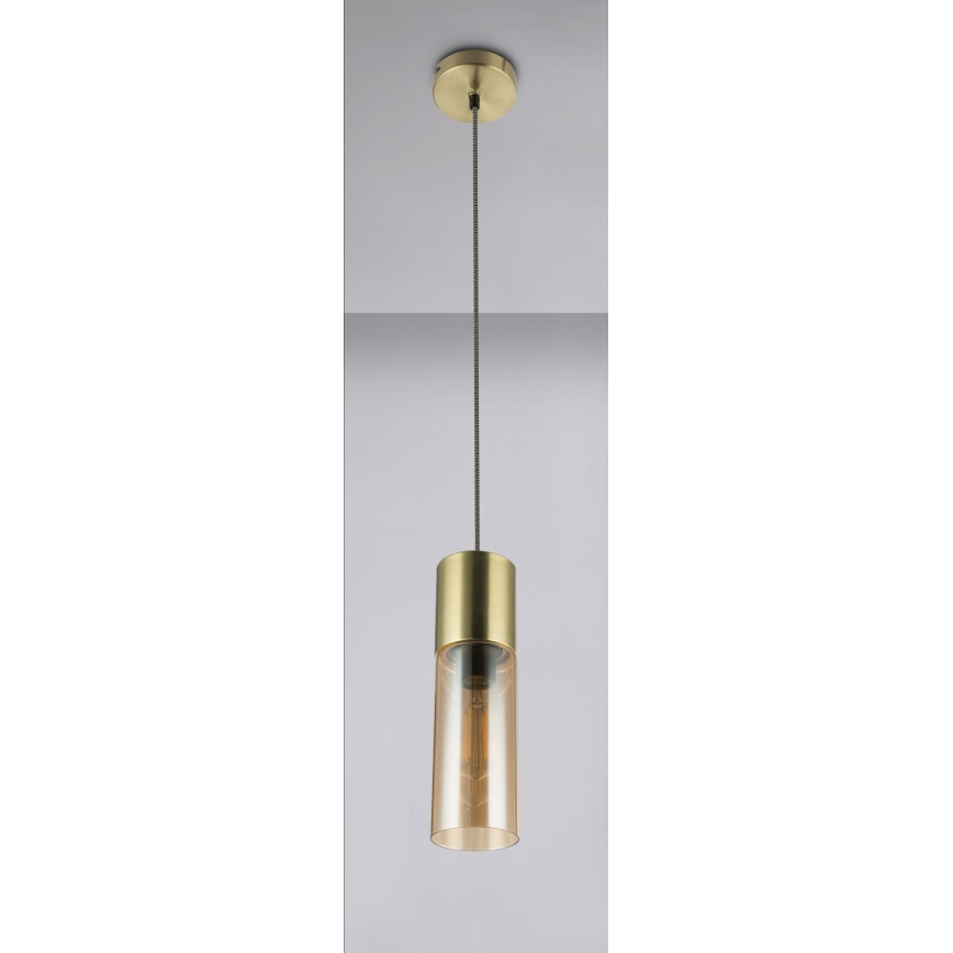 Globo - Ljuskrona med textilsladd 1xE27/25W/230V diameter 10,5 cm mässing
