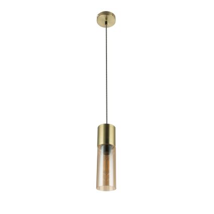 Globo - Ljuskrona med textilsladd 1xE27/25W/230V diameter 10,5 cm mässing