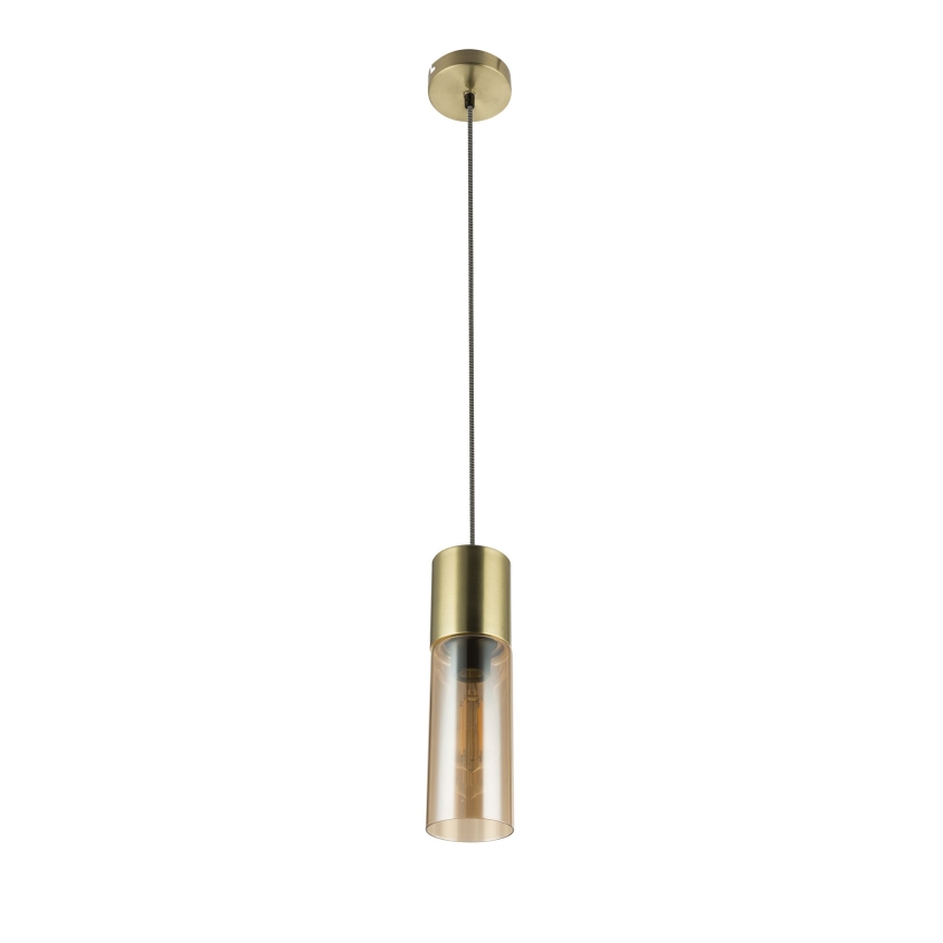Globo - Ljuskrona med textilsladd 1xE27/25W/230V diameter 10,5 cm mässing