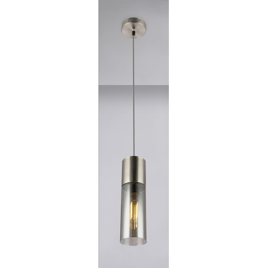 Globo - Ljuskrona med textilsladd 1xE27/25W/230V diameter 10,5 cm matt krom