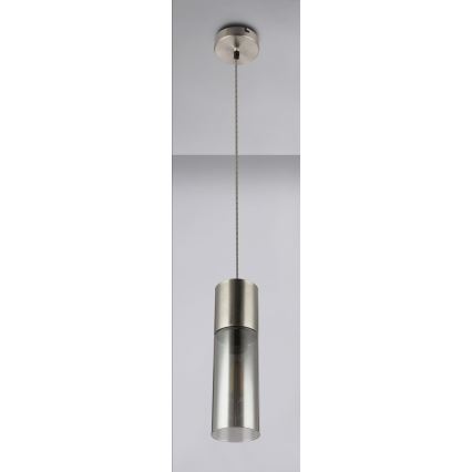 Globo - Ljuskrona med textilsladd 1xE27/25W/230V diameter 10,5 cm matt krom