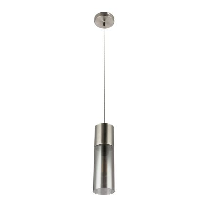 Globo - Ljuskrona med textilsladd 1xE27/25W/230V diameter 10,5 cm matt krom