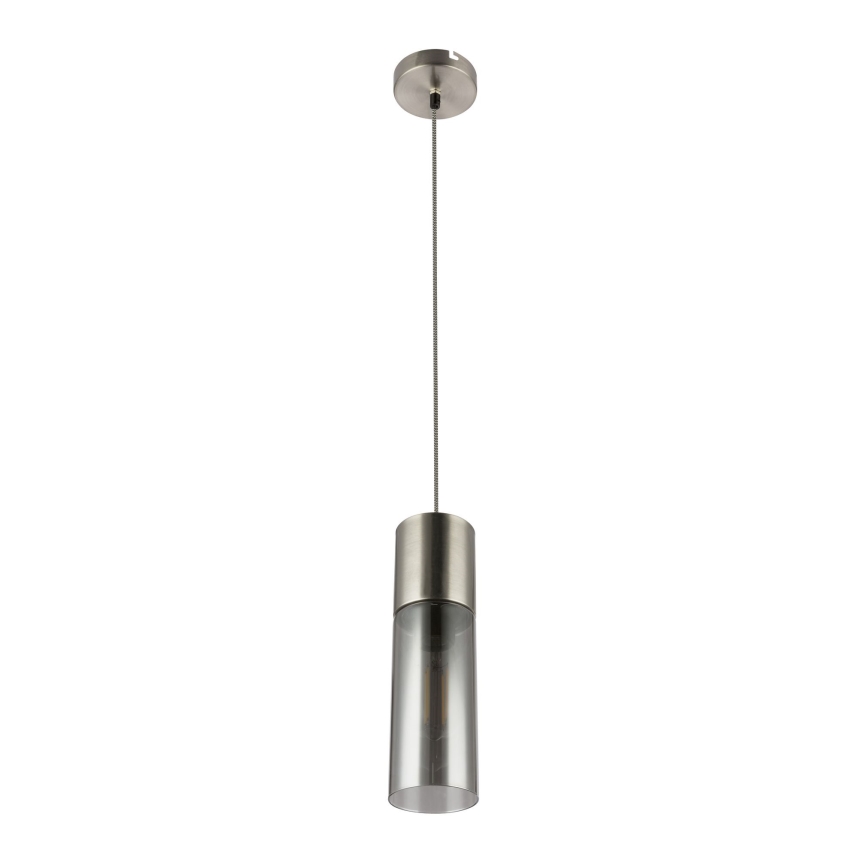 Globo - Ljuskrona med textilsladd 1xE27/25W/230V diameter 10,5 cm matt krom