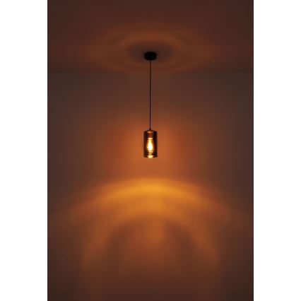 Globo - Ljuskrona med textilsladd 1xE27/25W/230V diameter 11 cm svart