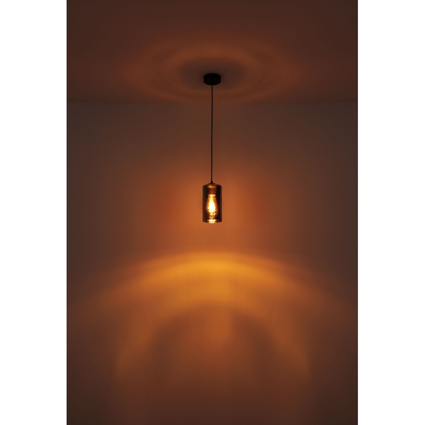 Globo - Ljuskrona med textilsladd 1xE27/25W/230V diameter 11 cm svart