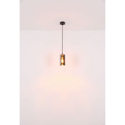 Globo - Ljuskrona med textilsladd 1xE27/25W/230V diameter 11 cm svart
