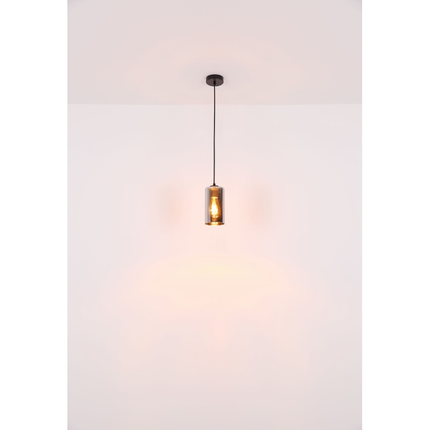 Globo - Ljuskrona med textilsladd 1xE27/25W/230V diameter 11 cm svart