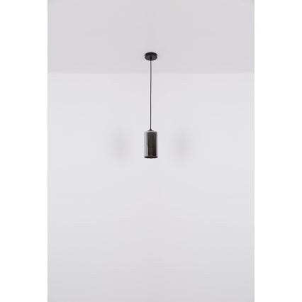 Globo - Ljuskrona med textilsladd 1xE27/25W/230V diameter 11 cm svart