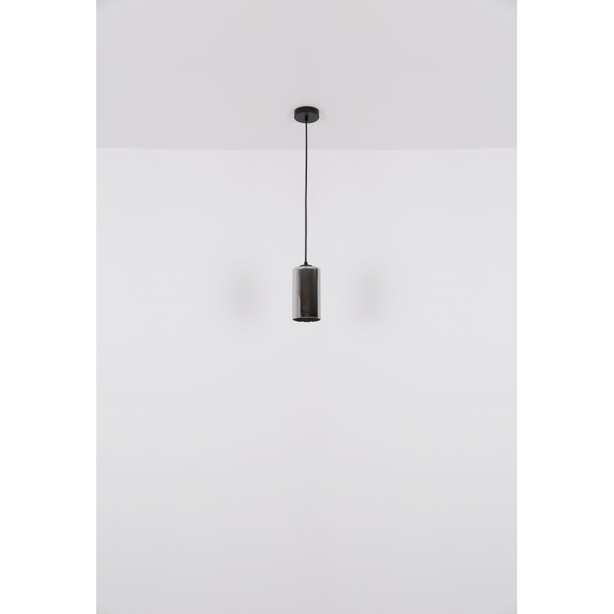 Globo - Ljuskrona med textilsladd 1xE27/25W/230V diameter 11 cm svart