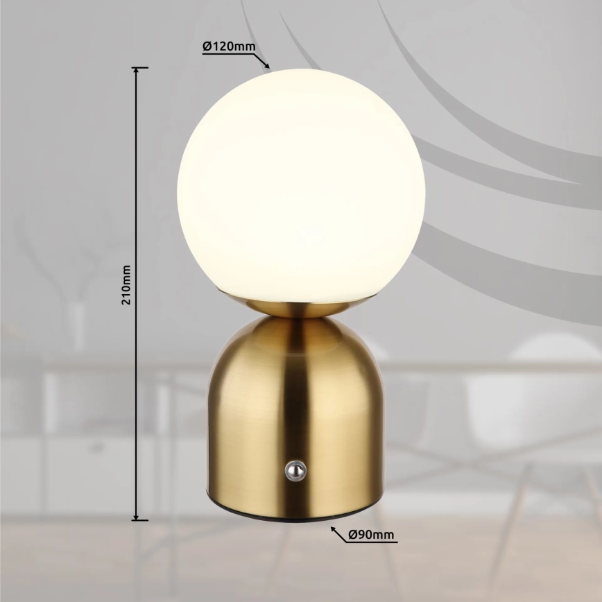 Globo - LED ljusreglerad bordslampa touch LED/2,5W/3,7V 2700K/4000K/6500K 1800 mAh USB mässing