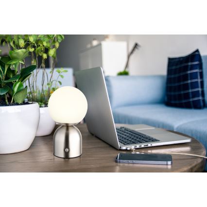 Globo - LED ljusreglerad bordslampa touch LED/2,5W/3,7V 2700K/4000K/6500K 1800 mAh USB matt krom