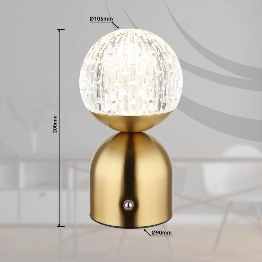 Globo - LED ljusreglerad bordslampa touch LED/2,5W/3,7V 2700/4000/6500K 1800 mAh USB mässing