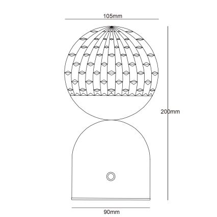 Globo - LED ljusreglerad bordslampa touch LED/2,5W/3,7V 2700/4000/6500K 1800 mAh USB svart