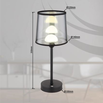 Globo - LED Dimbar uppladdningsbar touch bordslampa LED/2,5W/3,7V 2700/4000/6500K 1800 mAh svart
