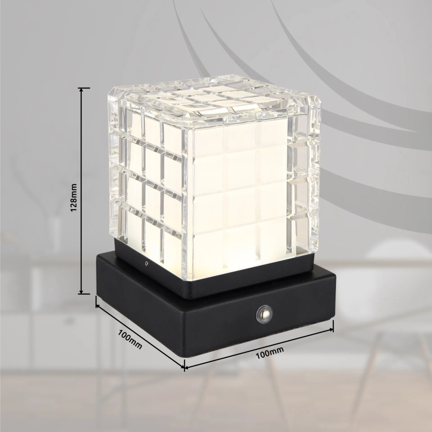 Globo - LED ljusreglerad bordslampa touch LED/2,5W/3,7V 2700K/4000K/6500K 1800 mAh USB svart