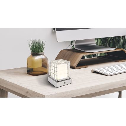 Globo - LED ljusreglerad bordslampa touch LED/2,5W/3,7V 2700K/4000K/6500K 1800 mAh USB matt krom