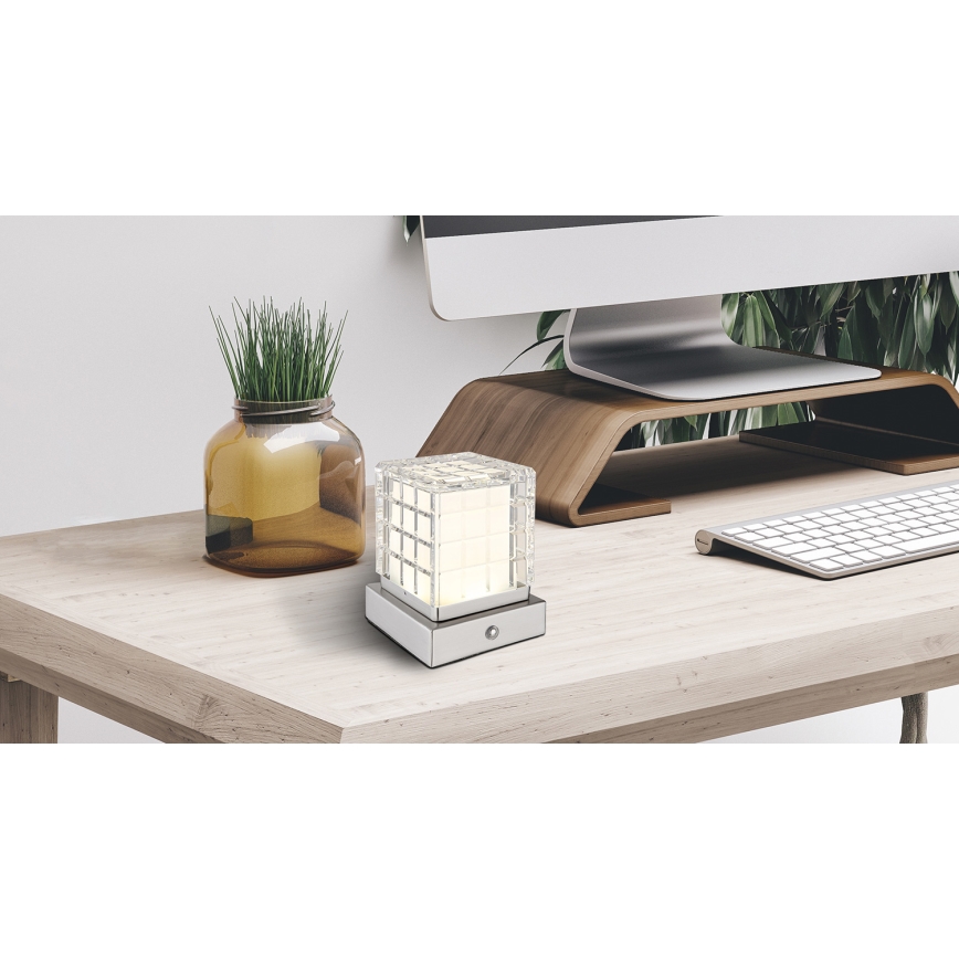 Globo - LED ljusreglerad bordslampa touch LED/2,5W/3,7V 2700K/4000K/6500K 1800 mAh USB matt krom
